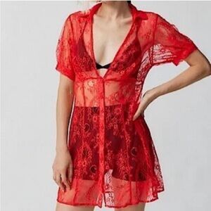 Urban outfitters red lace dress